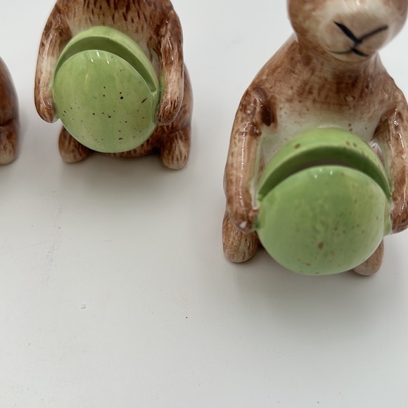 PORCELAIN BUNNY RABBIT MENU CARD HOLDER FIGURINE SET 4 - Picture 12 of 16